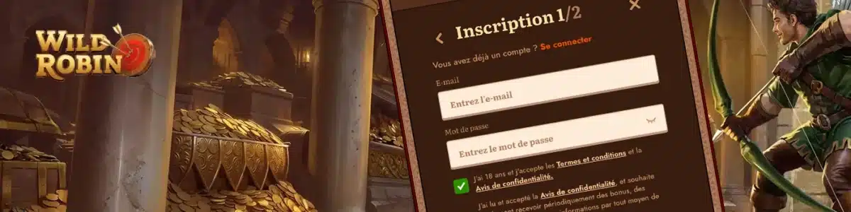 s'inscrire sur wildrobin casino